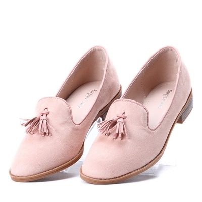 Różowe mokasyny z frędzlami Samantha - Obuwie