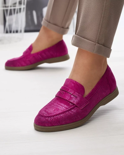 Mocasini de damă fucsia traforați cu finisaj lucios Idesa - Încălțăminte