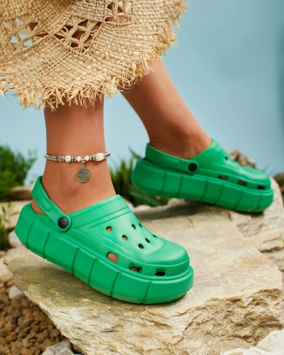 Royalfashion Șlapi de cauciuc pentru femei de culoare verde închis Kooranza