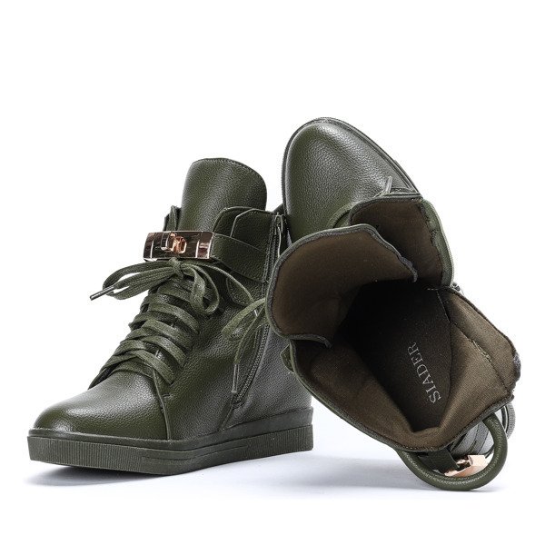 Zielone sneakersy na krytym koturnie Sinnea - Obuwie