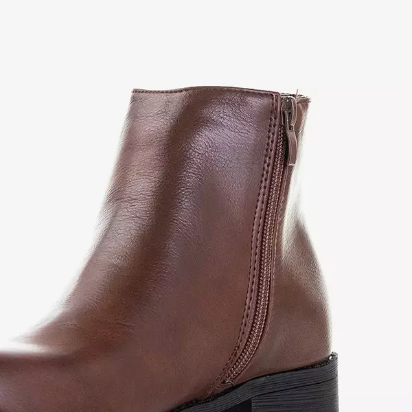 OUTLET Cizme Chelsea dama maro inchis cu toc plat Timea - Pantofi