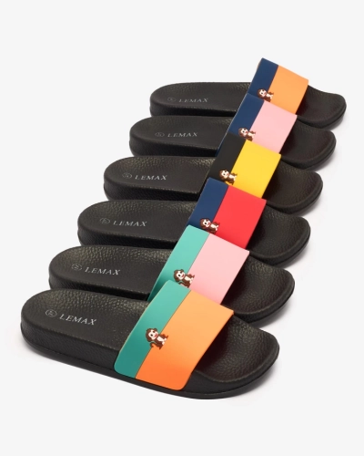 Royalfashion Șlapi de cauciuc pentru femei de culoare verde-portocaliu Lierigs