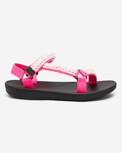 Sandale sport dama roz neon cu perle Dotiss- Incaltaminte