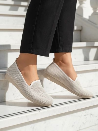 Moda Bella Pantofi Damă Bej cu Talpă Joasă