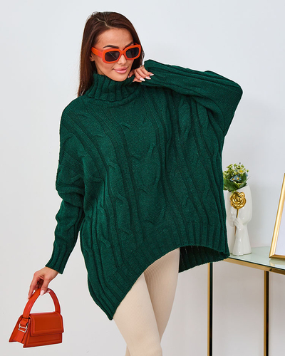 Royalfashion Pulover cu guler asimetric cobalt pentru femei