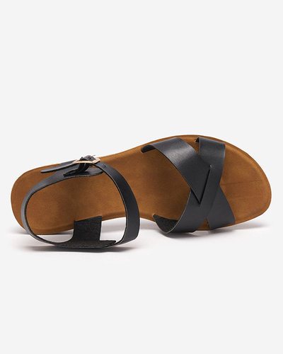 OUTLET Sandale plate negre de dama clasice Eterika - Incaltaminte