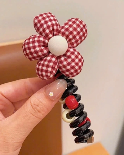 Royalfashion Elastic de păr în formă de spirală cu o mică floare Blossom Coil