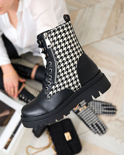 Royalfashion Cizme negre de damă cu inserție de pepite Zatafel