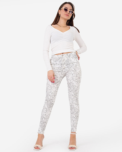 Pantaloni de dama din stofa cu model gri - Imbracaminte
