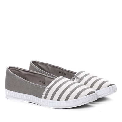 Biało szare slip on w paseczki- Obuwie