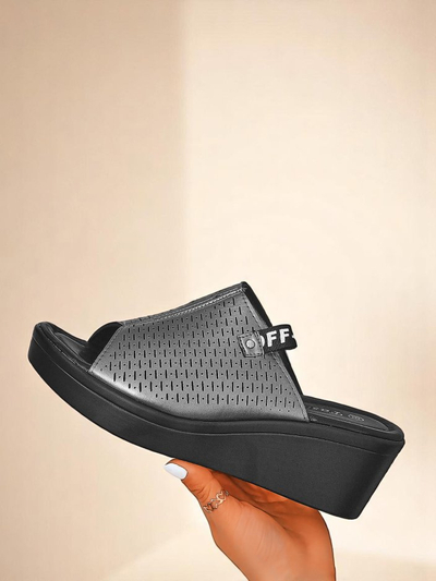 Royalfashion Klapki pou fanm sou talon Luna Wedge