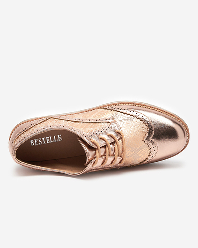 OUTLET Pantofi dama roz si aurii cu insertii din piele de sarpe Fin - Incaltaminte