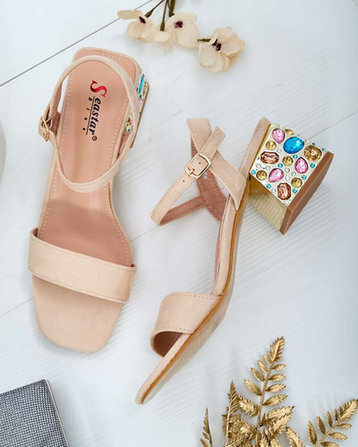 Royalfashion Sandale de damă pe postament cu cristale Ohvare