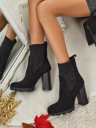 Botine damă eco piele întoarsă cu toc Vansoria