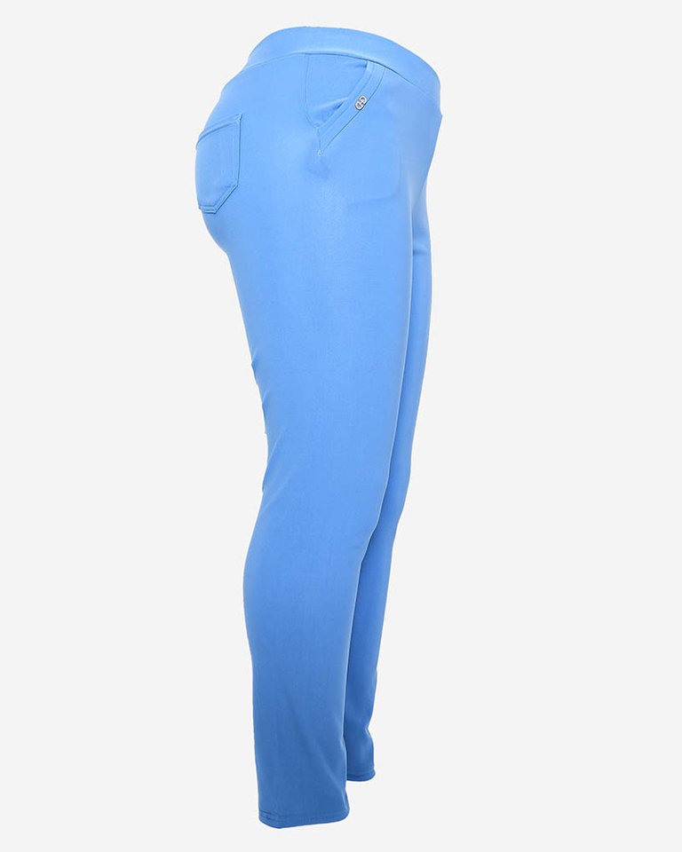 Pantaloni treggings albastru pentru femei PLUS SIZE- Îmbrăcăminte