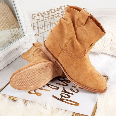 Cizme de cowboy pe platforme de culoare camel Brunoki - Încălțăminte