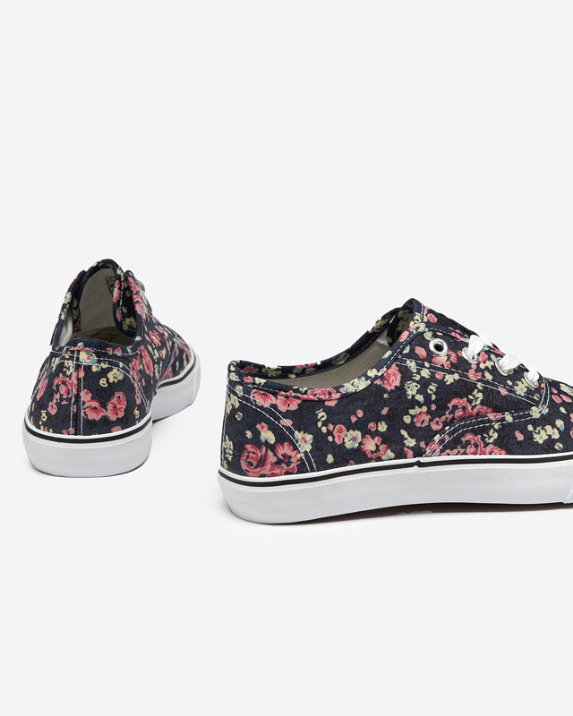 OUTLET Tenisi dama bleumarin cu flori Sertoli - Incaltaminte