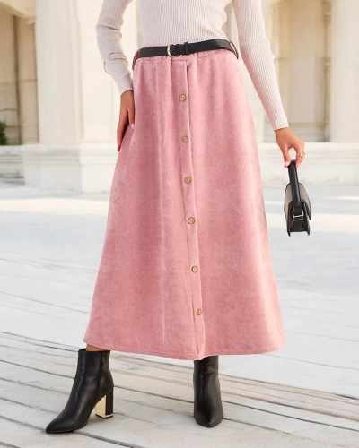 Royalfashion Fustă midi pentru femei cu nasturi decorativi