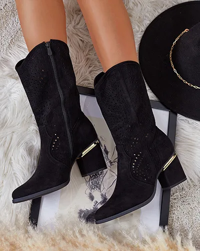 Royalfashion Cizme stiletto joase ajurate Hewir