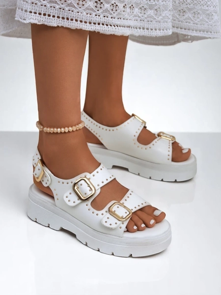 Royalfashion Dámske sandále na hrubšej podrážke s kamienkami Rocky Chic