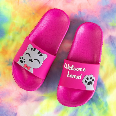 Papuci pentru copii fucsia cu pisoi Keryn - Încălțăminte