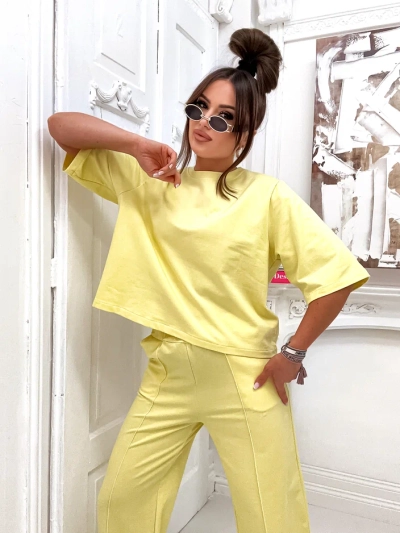 Royalfashion Set de bumbac pentru femei cu pantaloni largi