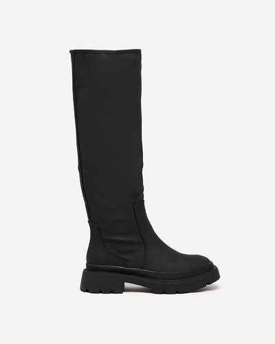 Royalfashion Negru mat cizme până la genunchi pentru femei Ikemis