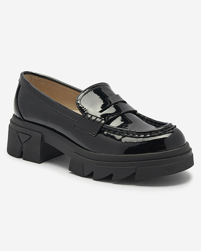 Mocasini negri lăcuiți pentru femei Tygriss- Footwear