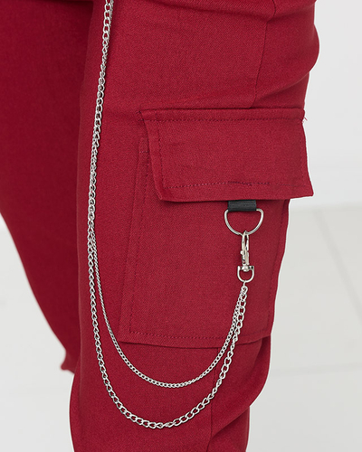 Pantaloni cargo izolați Bordeaux cu buzunare - Îmbrăcăminte