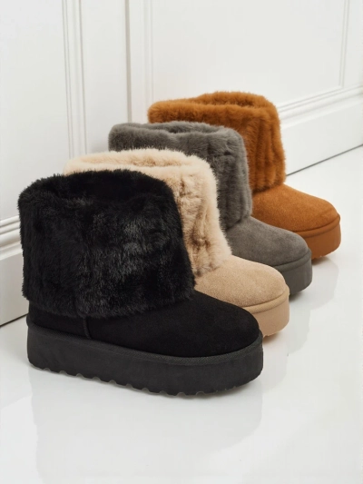 Ghete tip snowboots de damă cu blană artificială Irelle