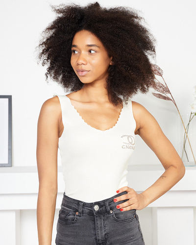 Top cu bretele crem pentru damă - Îmbrăcăminte