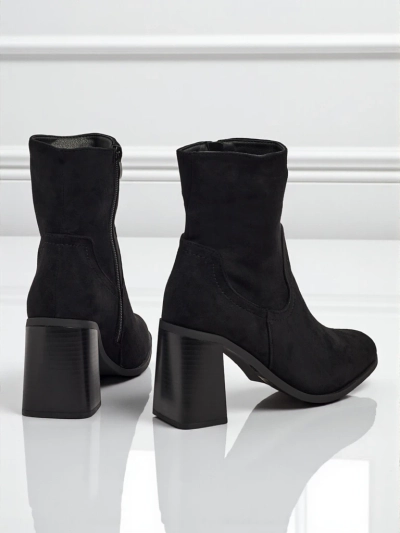 Botine de damă Rune Fast din piele ecologică întoarsă cu toc gros