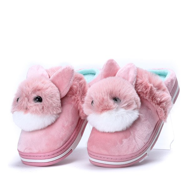 Różowe kapcie z króliczkiem Minky - Obuwie