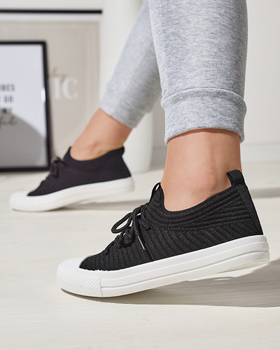 Royalfashion Negru adidași cu nervuri Manfer pentru femei
