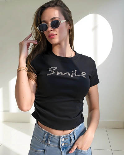 Royalfashion bluză din bumbac pentru femei cu inscriptionare