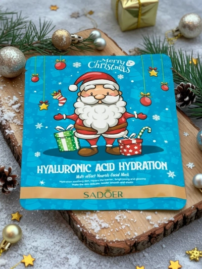 Mască de față tip șervețel de Crăciun cu acid hialuronic