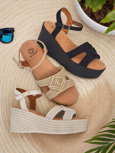 Royalfashion Sandale cu platformă pentru femei împletite Sunny Day