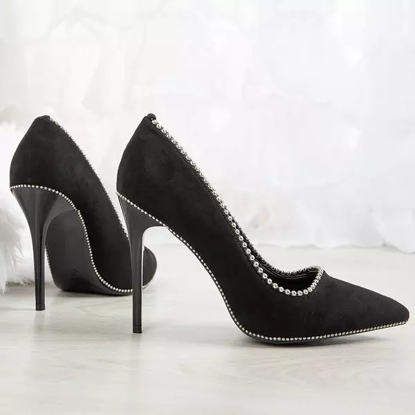 OUTLET Pompi negri pe toc stiletto Rosalicia - Pantofi