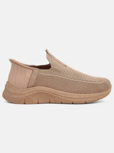 Pantofi de damă slip on Selene Bej - sneakerși confortabili cu toc plat