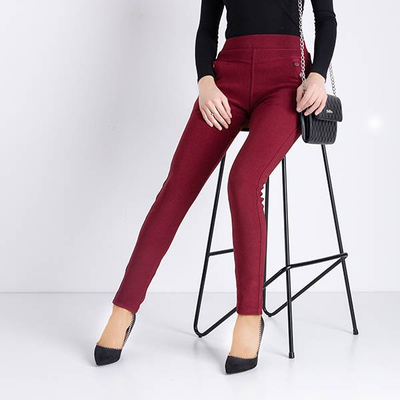 Treggings izolate în burgundie - Îmbrăcăminte