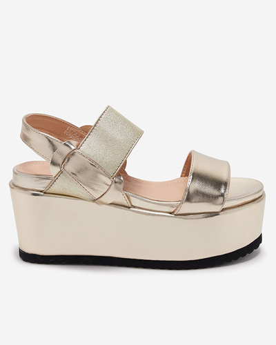 Sandale de damă aurii din piele ecologică pe platforma Kosall-Footwear