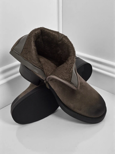 Botine de damă din piele ecologică întoarsă cu catarame Valtos