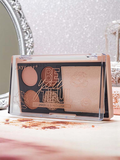 Paleta de 4 farduri de pleoape cu sclipici și iluminator Ruby Glamour