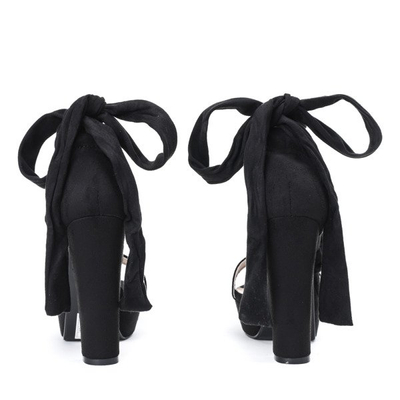 Czarne sandały wiązane na wysokim słupku Molier - Obuwie