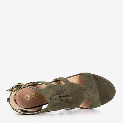 Sandale de damă de culoare verde închis pe postul Krys - Încălțăminte