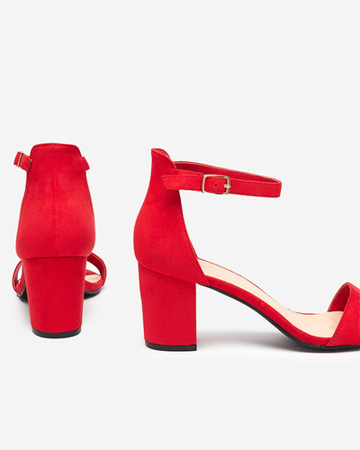 Sandale roșii de damă cu toc Elita - Încălțăminte