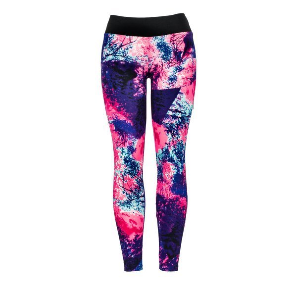 Kolorowe legginsy z przewagą neonowego różu - Spodnie