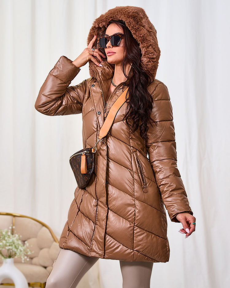 Royalfashion Jachetă de damă maro deschis