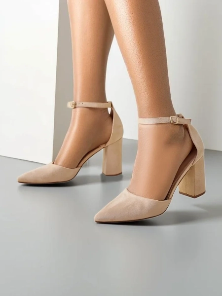 Royalfashion Pantofi cu toc pentru femei din eco-suede Caldeno