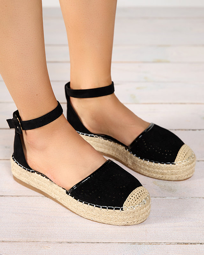OUTLET Espadrile negre ajurate pentru femei Erisab- Pantofi